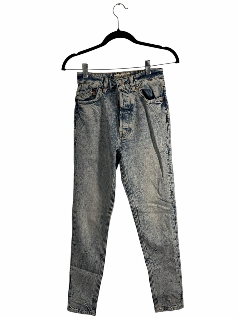 Free People We The Free Zuri Mom Jeans Lived In Blue Acid Wash Size 24